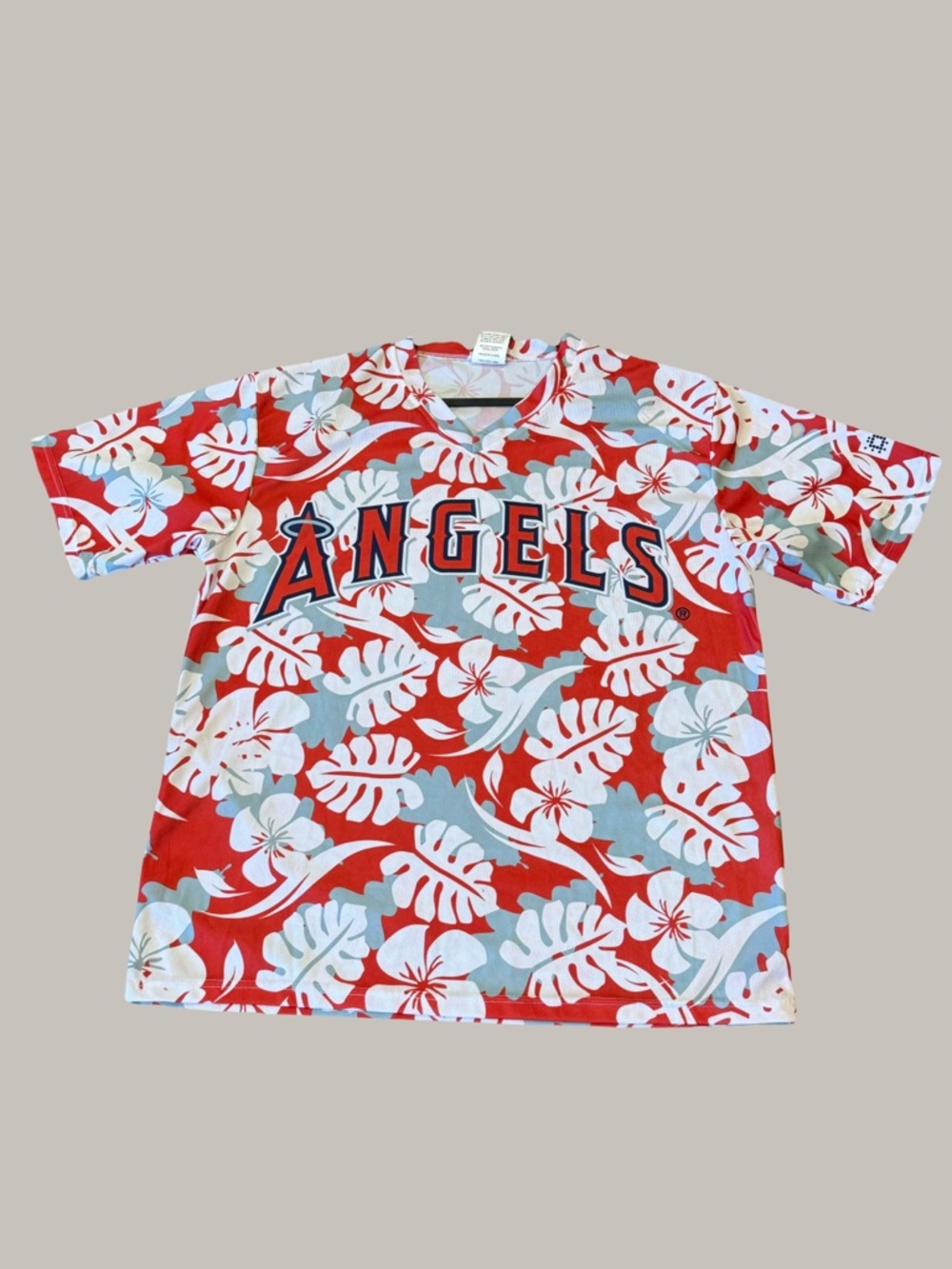 💜Los Angeles Angels of Anaheim Floral Hawaiian Jersey Tee Red, White Light Blue